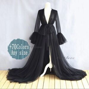 Sheer Black Tulle Robe